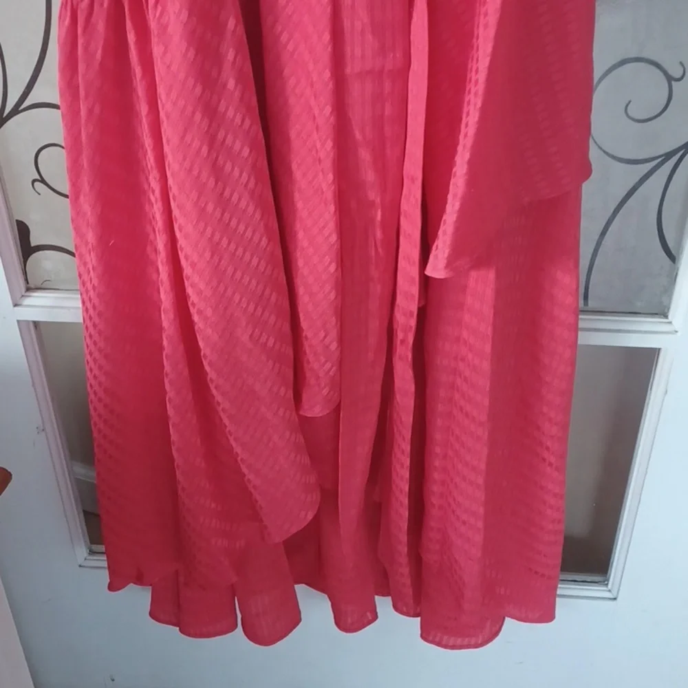 Anne Klein Vibrant Hibiscus Red High Low  Dress Size 4